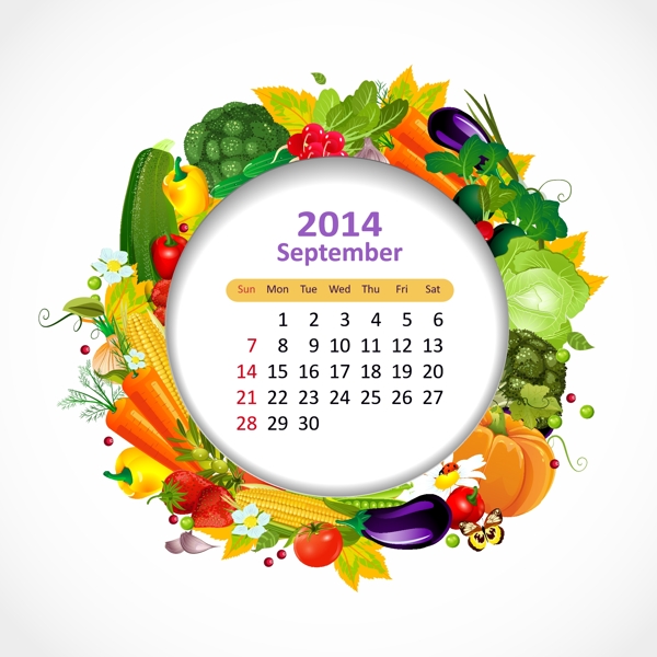 2014年歷9月圖片