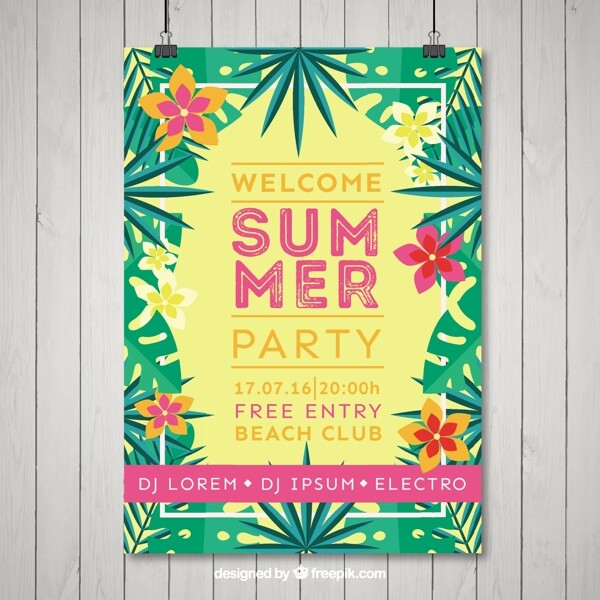 熱帶花的夏日派對飛行