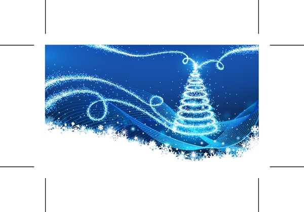 圣诞树雪花蓝色背景素材下载