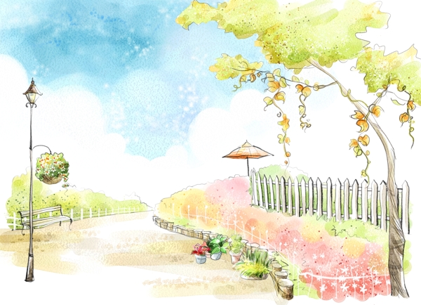 漫畫風(fēng)景自然風(fēng)光分層素材PSD36
