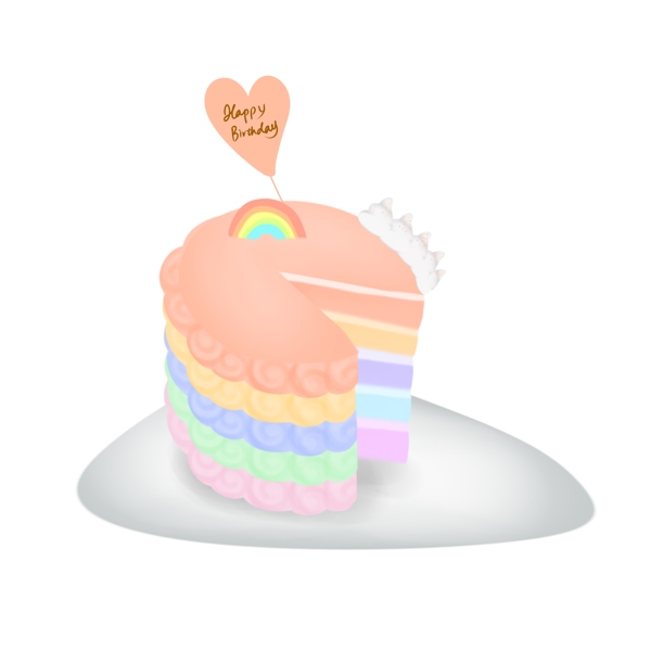 马卡龙色彩虹多层生日蛋糕