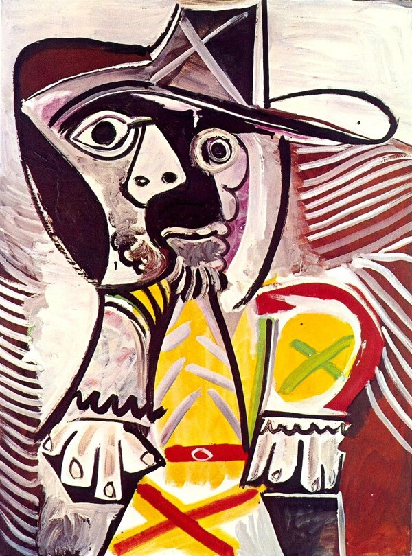 1969Hommeassis2西班牙画家巴勃罗毕加索抽象油画人物人体油画装饰画
