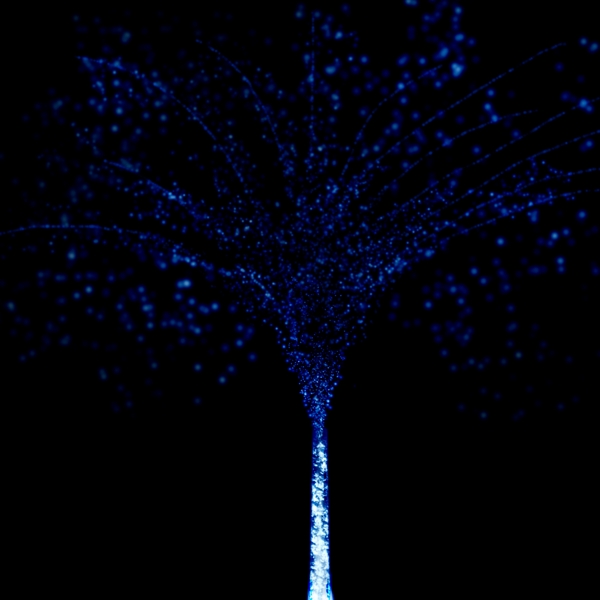 手绘唯美梦幻游离无数星点的蓝色精灵树背景