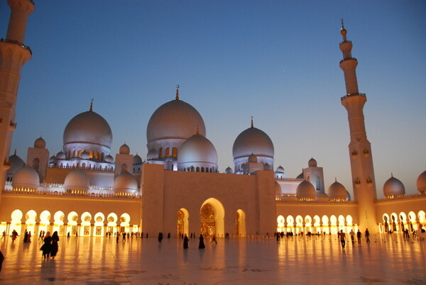 阿布扎比大清真寺夜景图片