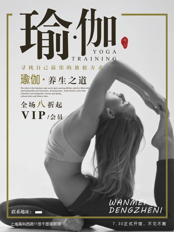 瑜伽运动中国风创意简约商业海报设计模板