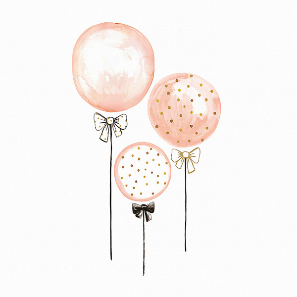 火烈鸟系列粉色气球背景插画