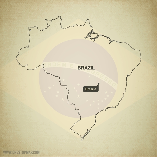 巴西边框地图素材