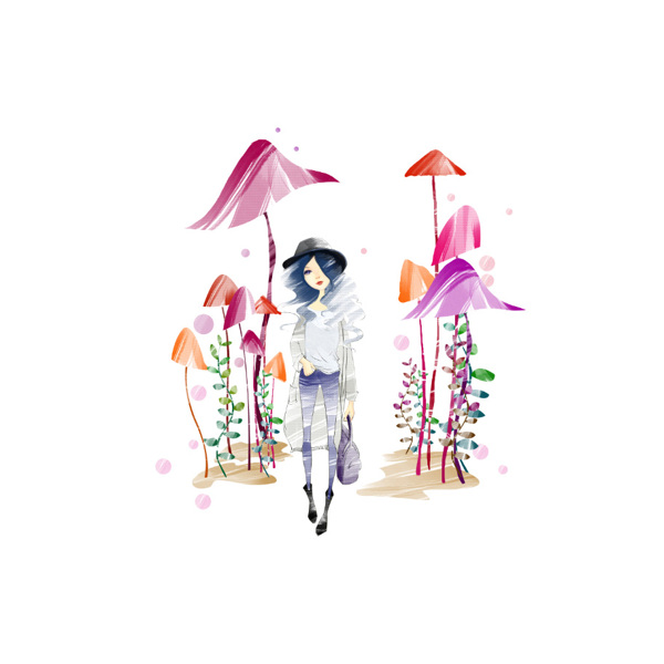 位圖插畫人物女人植物免費素材