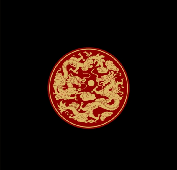 团龙二龙戏珠中国传统纹样