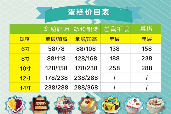 價(jià)目表圖片