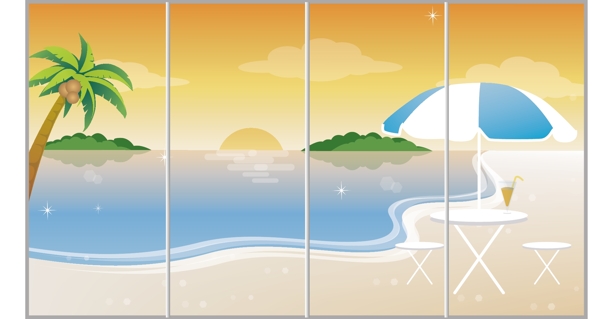 風(fēng)景移門(mén)熱帶海灘