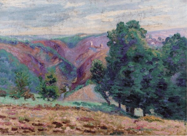 ArmandGuillauminLandscapeoftheCreuseRuinsoftheCastleofCrozant1905法國(guó)畫(huà)家阿曼吉約曼armandgui
