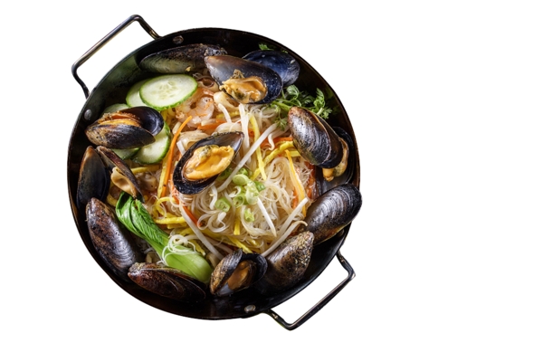 俯视图海鲜食物餐饮贝壳面蔬菜豆芽素材