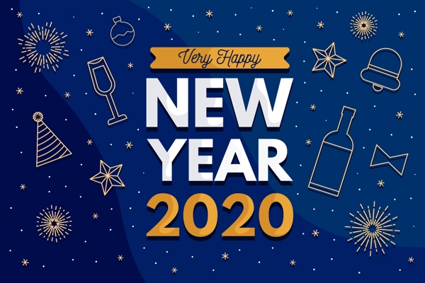 2020年金色新年快乐贺卡
