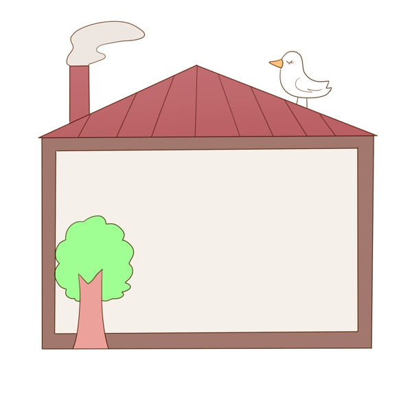 木屋可愛邊框插畫
