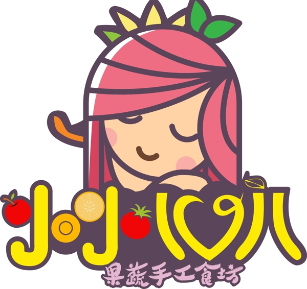 果蔬手工坊卡通女孩LOGO标志设计
