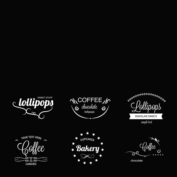 白色的欧美风咖啡logo素材