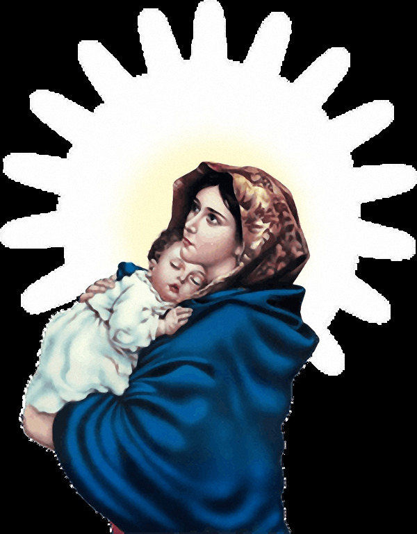 抱孩子的圣母像免抠png透明素材