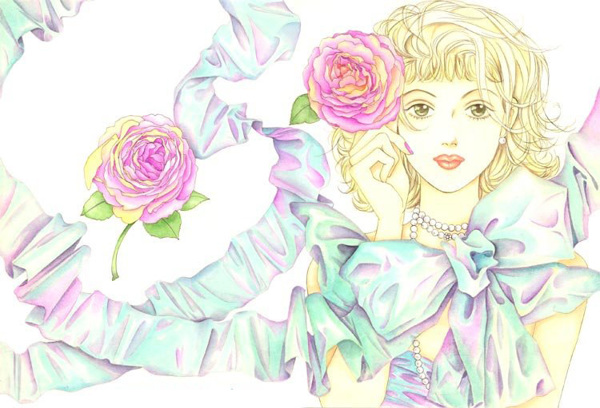 位圖人物女人玫瑰花色彩免費素材