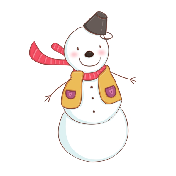 卡通手绘冬季雪人插画