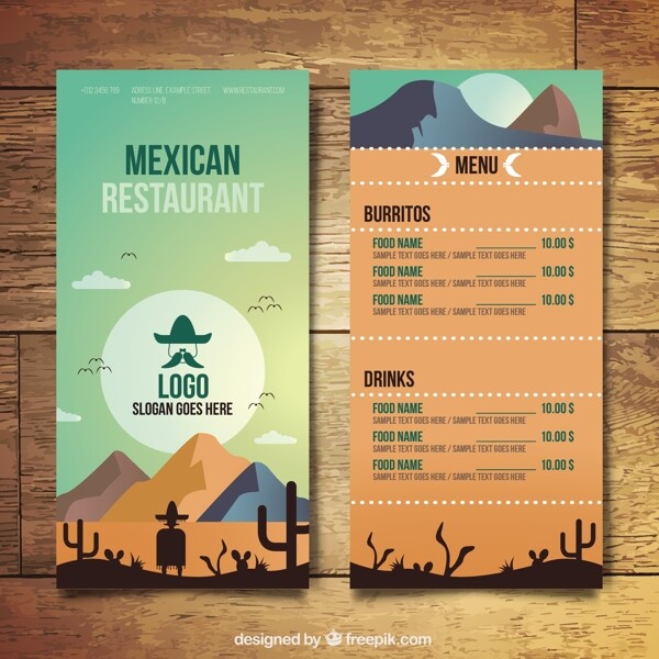 沙漠中美丽的墨西哥菜单