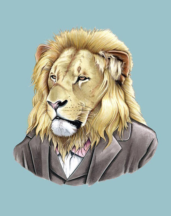 位圖插畫動物獅子西裝免費素材
