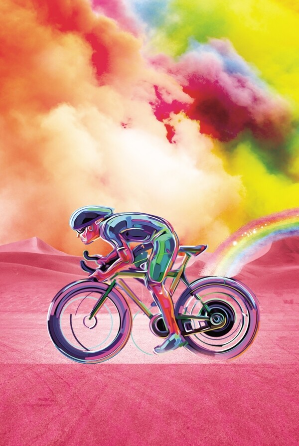 彩色体育自行车运动海报
