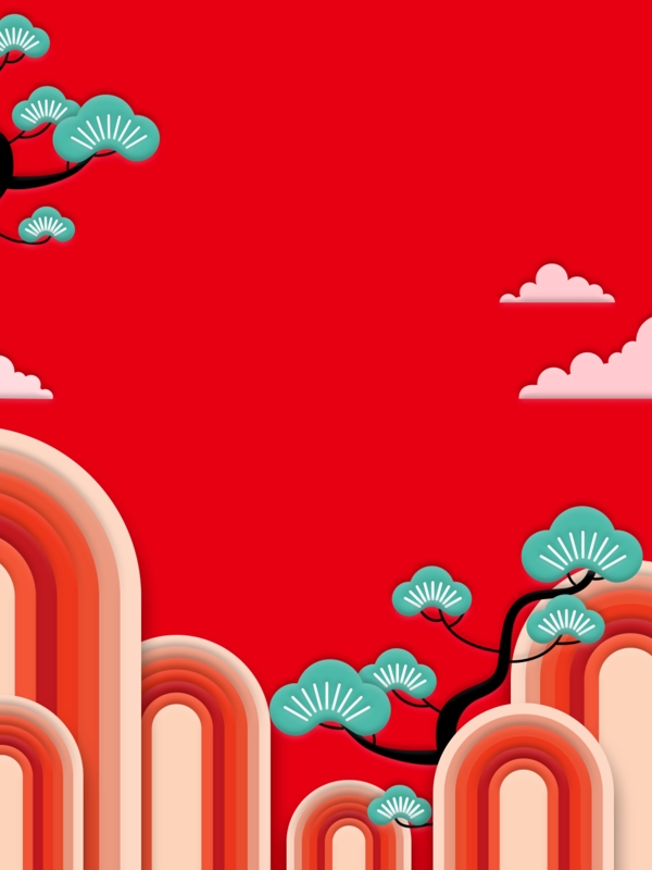 原創(chuàng)紅色新年中式背景