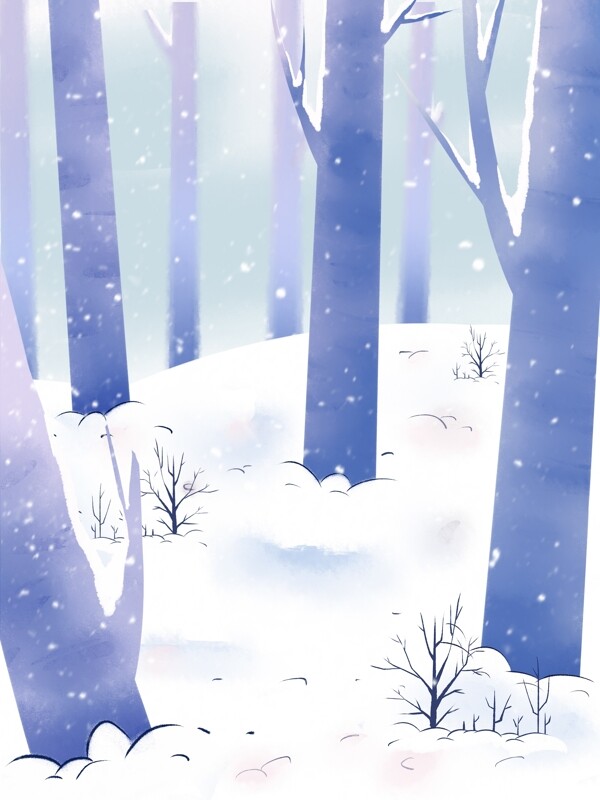 唯美冬至雪地樹木背景設(shè)計(jì)