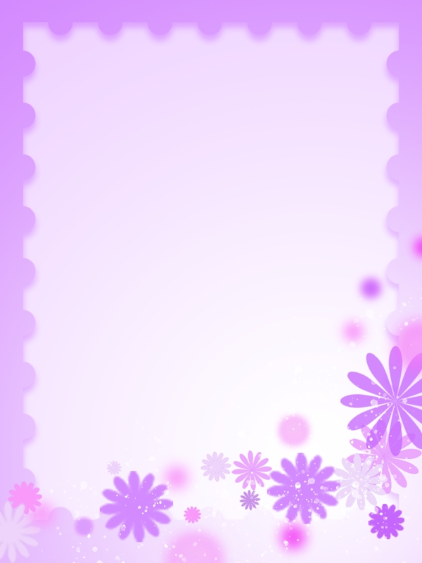 原创粉色紫色小清新花朵方框背景