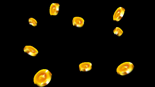 黃色金幣png元素素材