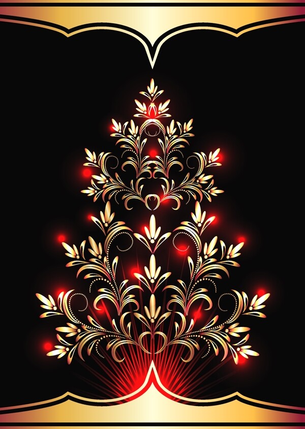 超华丽灯光装饰圣诞树
