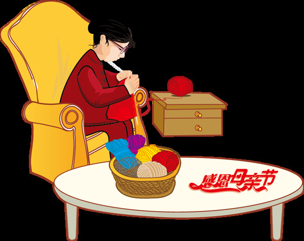 卡通手繪母親節(jié)插畫元素