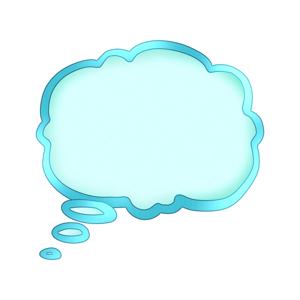 蓝色云朵形思考气泡PNG素材