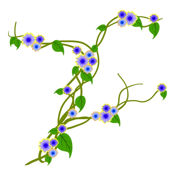 缠绕的蓝色花藤插图
