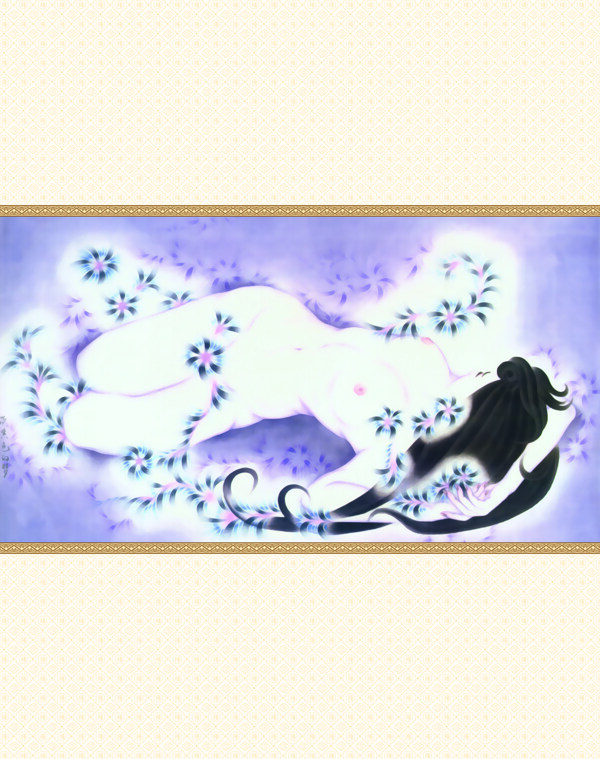 富貴美人玻璃移門圖片大全編號HJ093