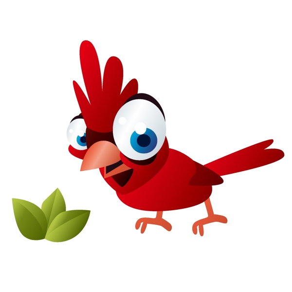 印花矢量圖鳥類可愛卡通色彩紅色免費素材