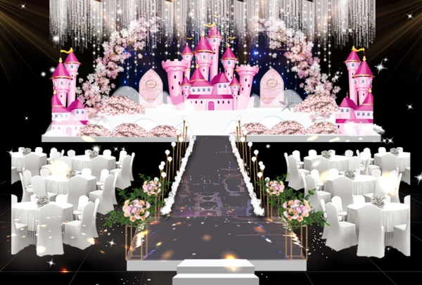 粉色樱花城堡婚礼效果图