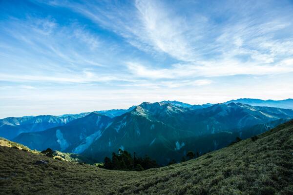 山峰天空蓝色自然生态背景素材