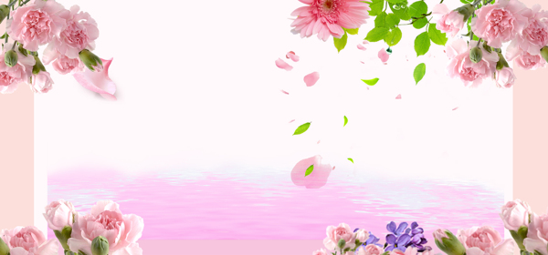 清新粉色花朵春季banner背景素材
