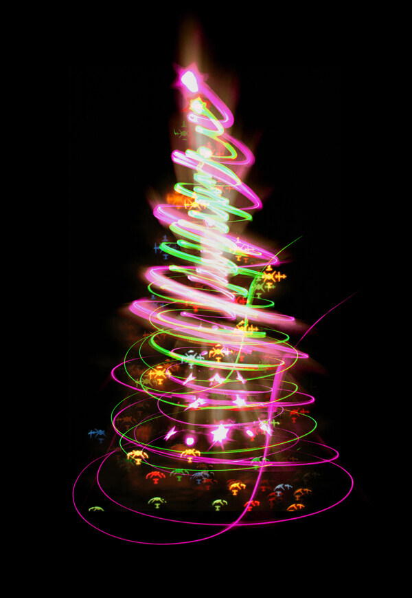 璀璨光晕圣诞树01高清图片