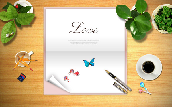 信纸蝴蝶合成桌面