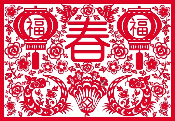 中國風的春節(jié)剪紙