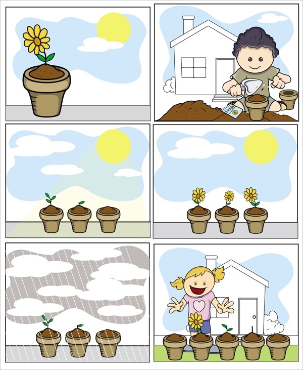 兒童插畫矢量種植和園藝中的卡通風(fēng)格