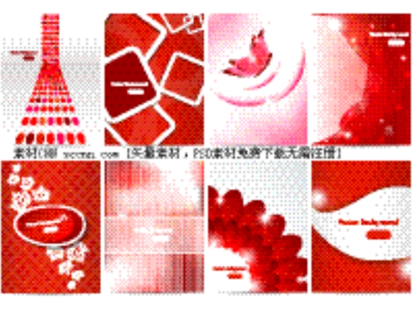 八种红色图案背景矢量素材
