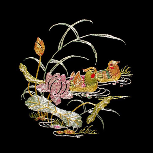 绣花刺绣中国风植物荷花免费素材
