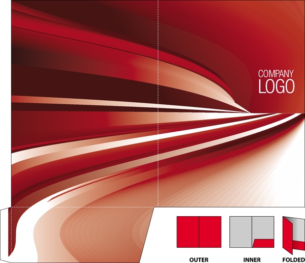 红色企业vi文件夹封面设计动感线条曲线图片