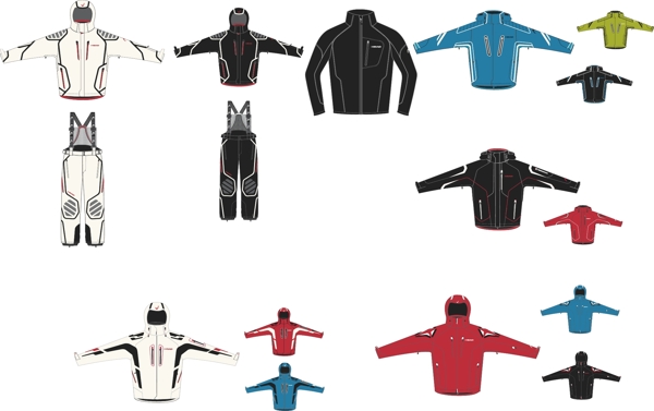 服装设计图之滑雪服矢量图图片
