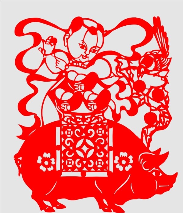 剪紙豬