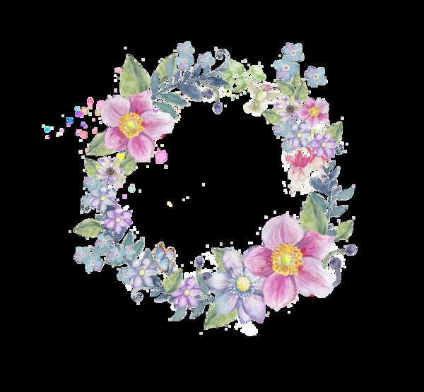 沁粉花圈透明裝飾素材